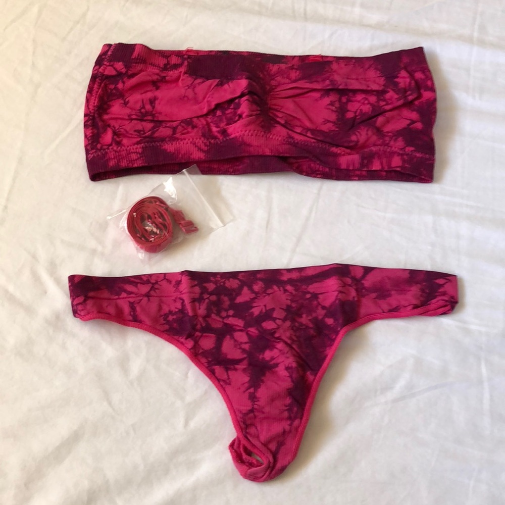 Free Press Nordstrom bandeau top and thong set. Size S/M. Pink tie dye.